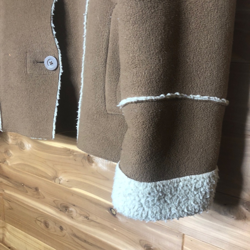 NWOT Sherpa Lined Brown Pea Coat - Picture 3 of 7